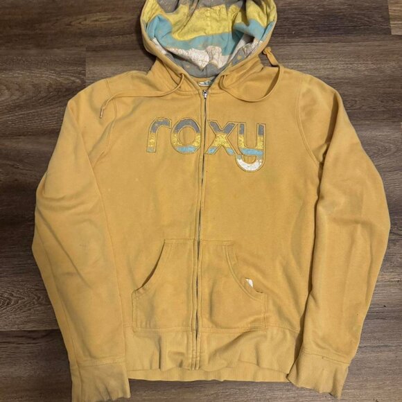 Vintage Roxy Hoodie – Yellow – Y2K – Full Zip Surf Style – Size Large - Picture 1 of 7